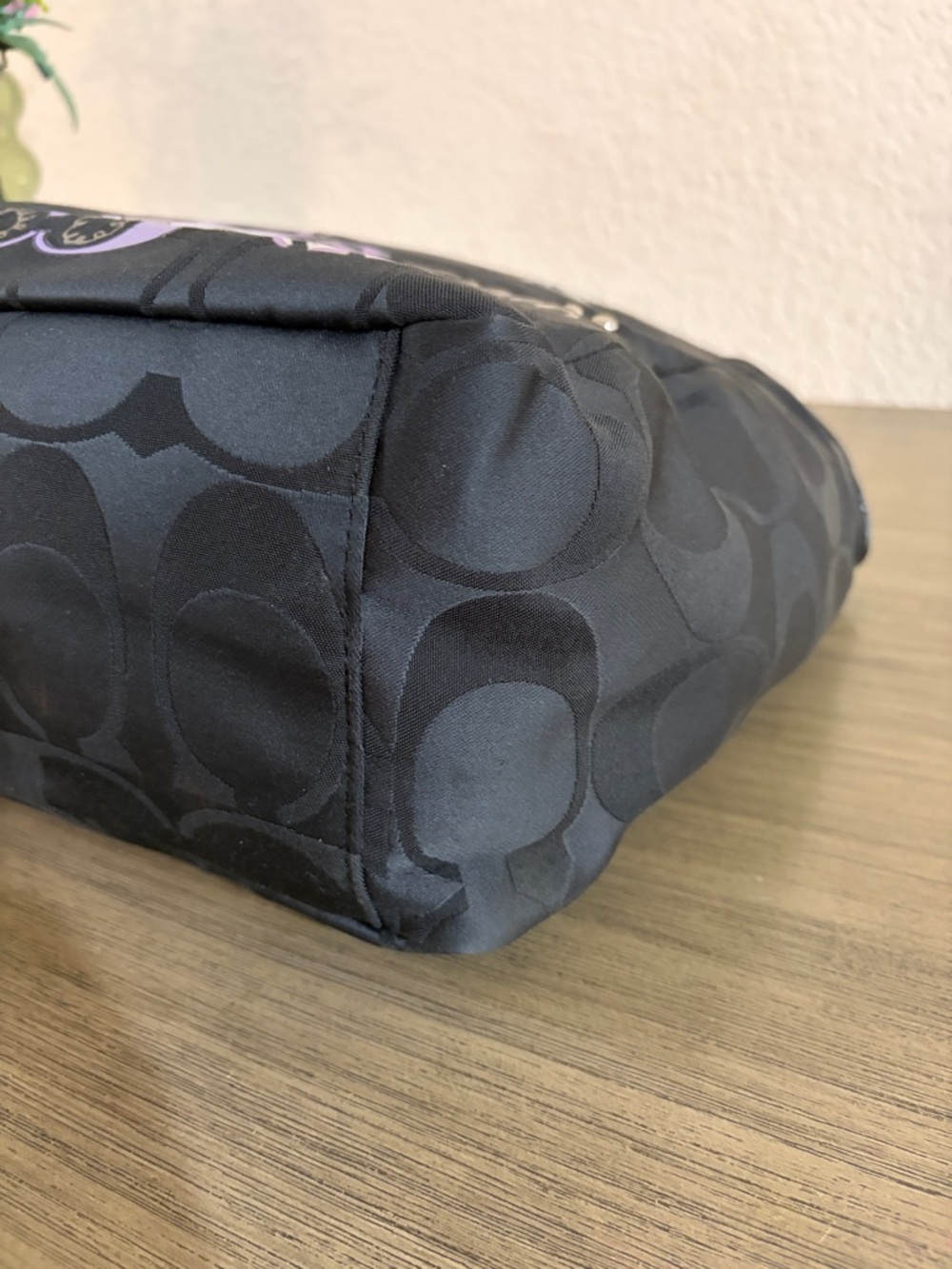 COACH POPPY APPLIQUE DIAPER BABY BAG MULTIFUNCTION TOTE BLACK F17590 RARE - Picture 8 of 14
